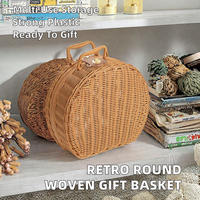 Panier de rangement en plastique tressé imitation rotin, style valise, avec couvercle, imperméable, multifonction, décoration d'intérieur, boîte cadeau