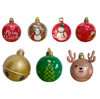 Boule de Noël gonflable de 60 cm en PVC, décoration de Noël géante pour l'extérieur, avec impression de bonhomme de neige et de renne, ornement suspendu