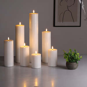 <span class=keywords><strong>Bougie</strong></span> <span class=keywords><strong>LED</strong></span> sans flamme à piles en cire de paraffine, fabriquée à la main, écologique et sûre, modèle PILLAR de Mermei - Product Image 5