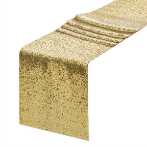 Rose <strong>Gold</strong> Sequin Fabric 100% Polyester Eco-Friendly Durable Customizable <strong>Table</strong> <strong>Runners</strong> Unique Fancy Print Knitted for Home Hotel - Product Image 1