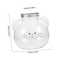 Bouteille d'eau en plastique PET de qualité alimentaire de 500 ml en forme de chat, avec bouchon à vis en aluminium, pour l'emballage de jus, de lait et de thé