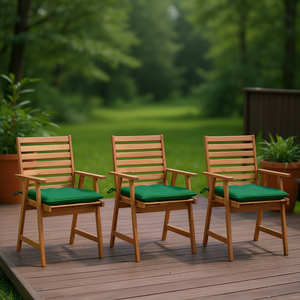 Chaises de patio en bois d'acacia massif avec coussins, meubles de jardin d'extérieur, design rustique - Product Image 2