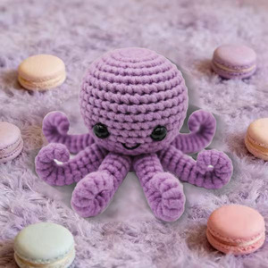 Juguete de Peluche de <span class=keywords><strong>Pulpo</strong></span> de Ganchillo de Algodón con Tentáculos Rayados, Amigurumi Hecho a Mano para Bebés - Product Image 2