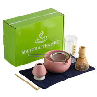 Bol à Matcha en céramique rose populaire kit cadeau fouet en bambou ensemble de support de cuillère à Matcha avec logo personnalisé ensemble de cuillère à fouet Matcha Chawan