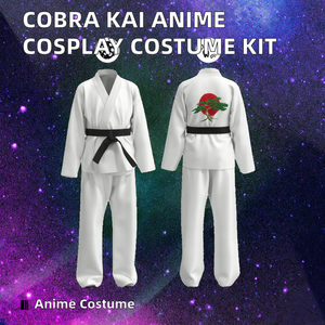 Uniforme de Gi de Alta Calidad, Estilo Cobra Kai, Conjunto de Cosplay, Kimono Blanco, Disfraz de Anime para Hombre Adulto, Halloween, Poliéster - Product Image 3