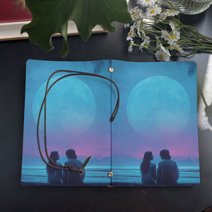 Cuaderno A6 hecho a mano, cierre <span class=keywords><strong>de</strong></span> corbata Vintage, 160 páginas, gran regalo para asistentes a reuniones <span class=keywords><strong>de</strong></span> estrategia corporativa con <span class=keywords><strong>pareja</strong></span> Moon Sea - Product Image 4