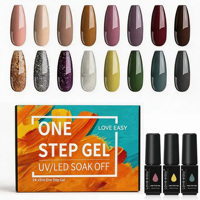 Kit de vernis à ongles gel couleur personnalisée, application facile en une étape, séchage UV/LED, 24 teintes, 5 ml, longue tenue 2-3 semaines, brillance intense, pour débutants