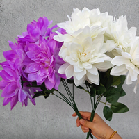 Dahlia artificielle en soie à 7 têtes, multicouche, pour décoration de mariage et d'intérieur, arrangement floral mural, accessoires de photographie, purement décorative