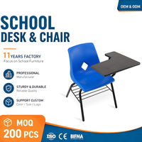 Chaise d'étudiant en plastique durable avec tablette d'écriture et panier en maille, empilable, pour la formation, l'école, la maison et le bureau - Vente en gros