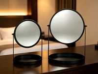 Miroir de maquillage en métal avec plateau de rangement, 360 °   Miroir rotatif, miroir cosmétique de bureau pour la décoration de la table de maquillage