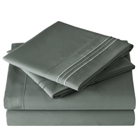 Ensemble de draps pour lit Queen ou Twin, disponible en OEM, 90 g/m², microfibre double brossée, broderie à trois lignes, 4 pièces, literie pour la maison ou l'hôtel