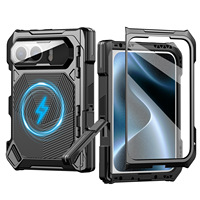 Nouvelle conception, étui de téléphone robuste avec béquille magnétique en métal, protection intégrale de l'objectif, antichoc, pour iPhone 18 Duo, coque de protection
