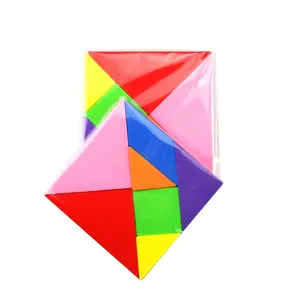 Teka-teki Jigsaw magnetik Tangram 3D busa EVA tidak beracun kustom pabrik untuk teka-teki tangram eva