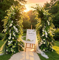 Arche de mariage en fleurs artificielles bordeaux, fleurs décoratives roses, arche florale, fleurs d'allée pour la décoration d'événements