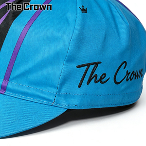 Custom Nylon Cycling <b>Cap</b> With Two-Tone Color-Block Wholesale Bulk Triple Stripe Velcro Closure Split Script <b>Hat</b> Manufacturer - Product Image 3