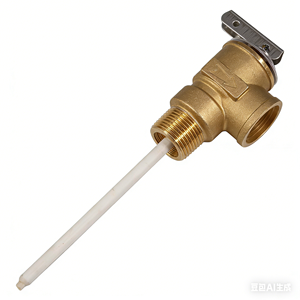 Válvula de alivio de presión automática sin plomo de 3/4" MNPT x 3/4" FNPT y 150 PSI con sonda de extensión de temperatura y palanca para válvula de seguridad - Product Image 1