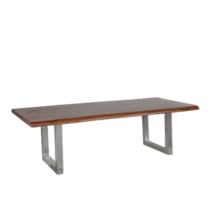 Juego de Mesa de Comedor Plegable de Madera Maciza de Estilo Nórdico Moderno, Mesa de Comedor Extensible con Base de Metal y Madera Maciza de Nogal - Product Image 1