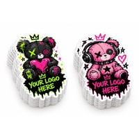 Autocollant Adhésif Vinyle Découpé Personnalisé avec Logo Ours Graffiti, Couronne et Chaîne Brodés pour Skateboard et Casque