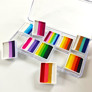 10 couleurs Set Box Bande arc-en-ciel à haute saturation <span class=keywords><strong>Peinture</strong></span> de surface à base d'eau Facile à nettoyer Art corporel facial pour enfants - Product Image 3