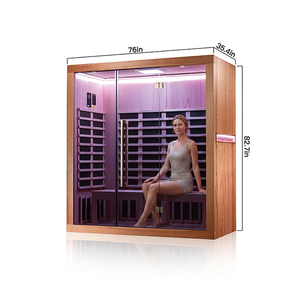 Sauna infrarouge moderne de luxe en bois de pruche pour 2 personnes, cabine de yoga et spa intérieure pour salle de sport ou salon, 2365W, panneau de commande LED - Product Image 1