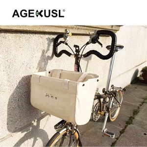 AGEKUSL Canvas Ciclismo Bike Front Rack Pack Carrier Vintage Bicicleta Front Bag Basket para <span class=keywords><strong>Brompton</strong></span> 3Sixty Bicicleta plegable - Product Image 2