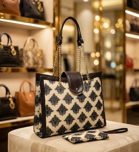 Sanganeri Block Print Ethnic Classic Black & White Modern Style Waterproof Durable Lady <b>Boho</b> Shoulder <b>Bag</b> Great Price - Product Image 1