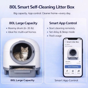 Caja de Arena Inteligente para Gatos de 80L, Autolimpiable, Sin Polvo, Desodoriza, Plástico ABS + PP, Control Remoto por Aplicación Wi-Fi - Product Image 2