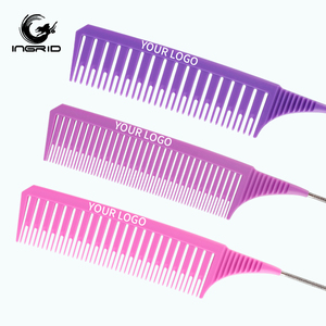 Custom logo Plastic Rat Highlighting Comb stainless steel Pin Tail Hairdressing Rat Tail Combs