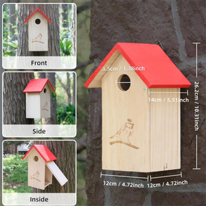 Umweltfreundliches Modernes Multifunktionales Dekoratives Vogelhaus aus Holz für Draußen mit Aufhängehaken für Alle Jahreszeiten - Product Image 4