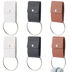 <b>Rustic</b> Gift Towel Ring Holder with Loop PU Leather Wall Hook Oven Handle for Farmhouse Home Decor Cabinets - Product Image 1