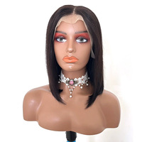 Perruques Lace Front Transparentes Lisses pour Femmes Noires, Longues, Densité 250%, Closure 4x4, Cheveux Humains Pré-Pluckés, Perruque Indienne