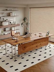 Escritorio de Oficina Moderno de Estilo Mid-Century, de Madera de Olmo, Diseño de Estación de Trabajo <span class=keywords><strong>Bosss</strong></span>, Mesa Rectangular Personalizada Multifuncional - Product Image 3