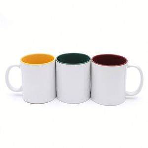 Mug à café en céramique avec poignée colorée 11 oz, populaire, vierge pour sublimation, logo personnalisé, transfert thermique - Product Image 3