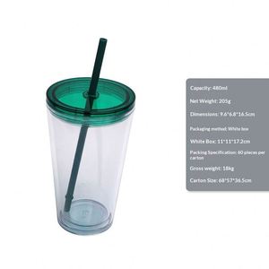 New Arrival 16oz Double-layer Eco-Friendly Modern <b>Cup</b> Fashion Borderless Summer Simple Outdoor Portable <b>Straw</b> <b>Cup</b> - Product Image 6