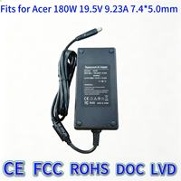 Adaptateur d'alimentation 180W 19.5V 9.23A DC pour ordinateurs portables, compatible avec les ordinateurs portables TravelMate Aspire/Predator, protection contre les courts-circuits