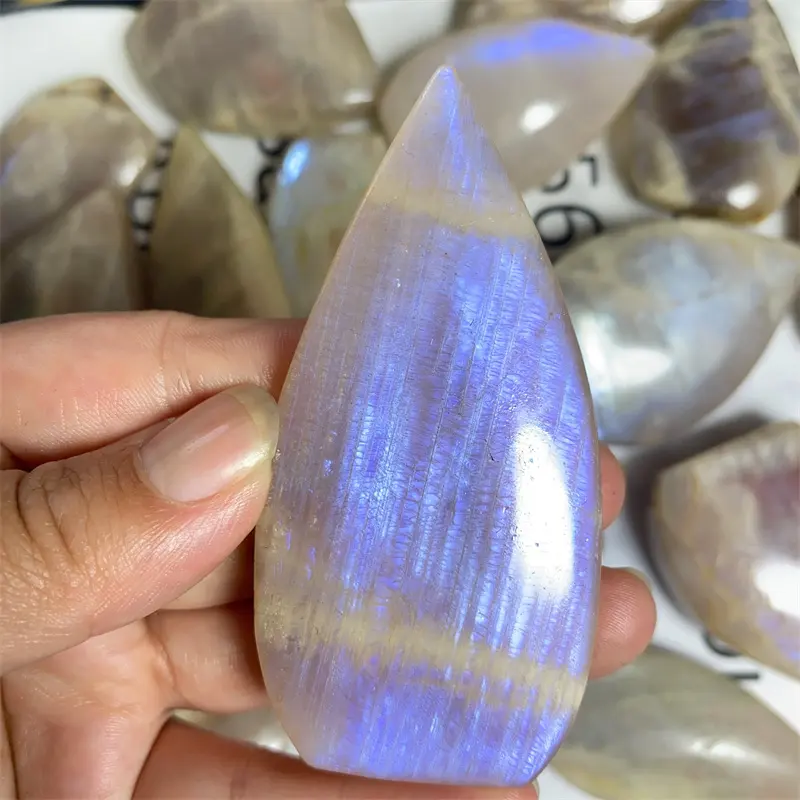 Natural Blue Peach Moonstone Flame Crystal, Moonstone Ornament, Home Decor, Crystal Gift,Flash Crystal, Decoration, DIY Heal