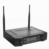 Mikrofon Dinamis Nirkabel UHF 2 Kanal 80M Profesional Portabel untuk Karaoke KTV, Pola Polar Kardioid, Genggam, Logam, XLR