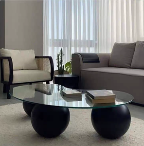 Mesa de Centro Minimalista de Vidrio Templado Estilo Crema, Mueble Multifuncional para Apartamentos Pequeños y Salas de Estar - Product Image 5