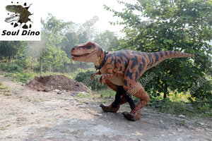 Costume de dinosaure <span class=keywords><strong>T</strong></span>-<span class=keywords><strong>Rex</strong></span> personnalisé, marron, avec jambes apparentes, sons de rugissement, structure métallique et peau en silicone, pour parcs d'attractions et d'aventure - Product Image 6