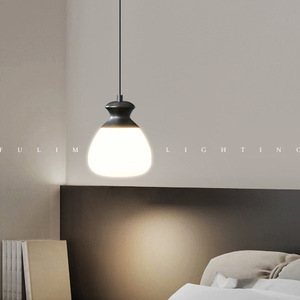 Nordic Style Single Pendant Light Brass Glass Chandelier for Bedroom Hotel Room Living Room <b>Side</b> Table 3000K Color Temperature - Product Image 2