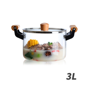 Hot Bán Borosilicate Pyrex Thủy Tinh Nấu Ăn Nồi Kích Thước Lớn Trong Suốt Rõ Ràng Đôi Tai Cảm Ứng Dưới Gas Súp Bao Gồm Nắp - Product Image 3
