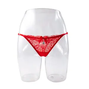 Culotte ajustable string Transparent pour femmes avec décoration Lingerie string Transparent en dentelle pour femmes Nylon taille unique G-string