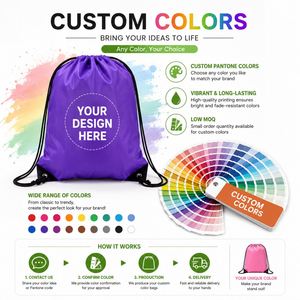 Custom Printing Logo Lightweight Polyester <b>Drawstring</b> <b>Backpack</b> Gym Sack Sports Bag Promotional Gift School Travel Cinch Bag - Product Image 6