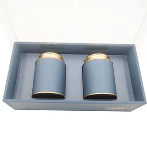 Newly Designed Custom Gift Tea Box blue cardboard Tube sets Tea Cylinder Packaging paper cans