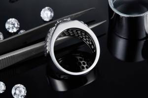 Nhẫn Cưới Đính Đá Quý Hôn Nhân Dành Cho Nam Nhẫn Cưới Đính Ngọc Lục Bảo Tùy Chỉnh Nhẫn Đính Đá Cz Đệm Moissanite - Product Image 6