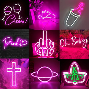 Gâteau d'anniversaire et bougies décoration murale de fête luminosité réglable enseigne au néon à piles LED lumière au néon colorée - Product Image 6