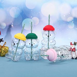 Nouveau modèle de tasse à <span class=keywords><strong>paille</strong></span> en forme d'ours, grande capacité, double <span class=keywords><strong>paille</strong></span>, design moderne, portable, pour jus et boissons froides, Noël - Product Image 2