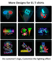 T-shirt en coton à LED activées par le son, lumineux et clignotant, en PVC souple, pour Noël et la remise des diplômes, à piles, vente en gros, produit phare