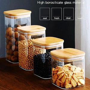 Gran oferta, tarro <span class=keywords><strong>de</strong></span> almacenamiento <span class=keywords><strong>de</strong></span> alimentos <span class=keywords><strong>de</strong></span> vidrio cuadrado <span class=keywords><strong>de</strong></span> cocina <span class=keywords><strong>de</strong></span> boca ancha <span class=keywords><strong>de</strong></span> borosilicato alto, tarros <span class=keywords><strong>de</strong></span> almacenamiento <span class=keywords><strong>de</strong></span> té <span class=keywords><strong>de</strong></span> <span class=keywords><strong>cereales</strong></span>, contenedor con tapa <span class=keywords><strong>de</strong></span> Bambú - Product Image 4