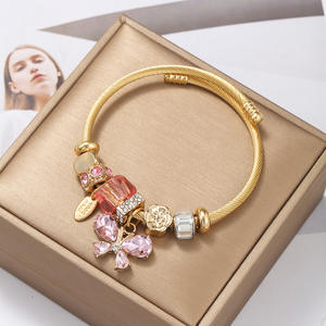 Braccialetto con ciondoli a farfalla romantica all'ingrosso regola le dimensioni braccialetto con ciondoli fai da te in acciaio inossidabile braccialetto alla moda da donna - Product Image 4